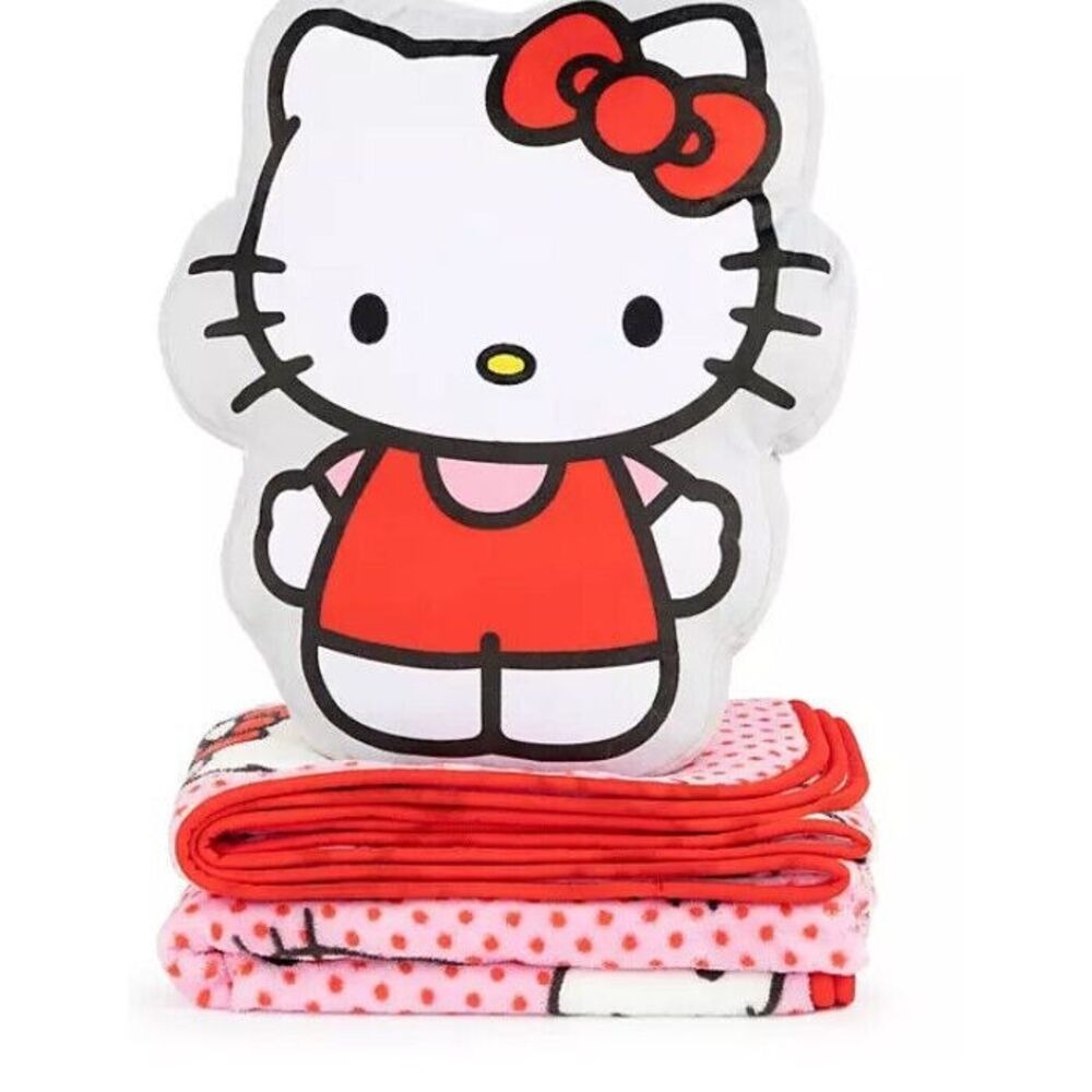 Hello Kitty Pillow‎ and Pink Throw Set, 40 x 50 - New